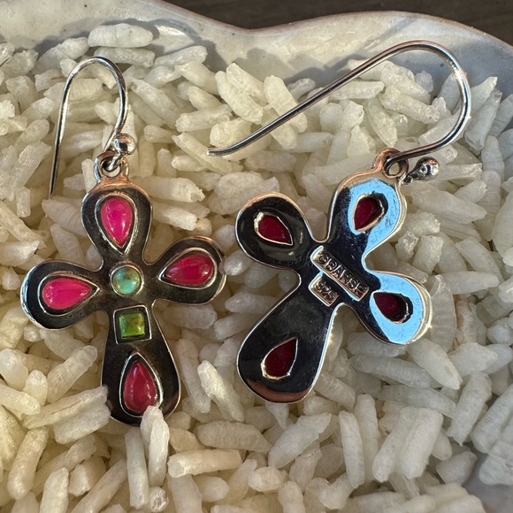 Sterling Silver Cross Dangle Earrings - Picture 3 of 4